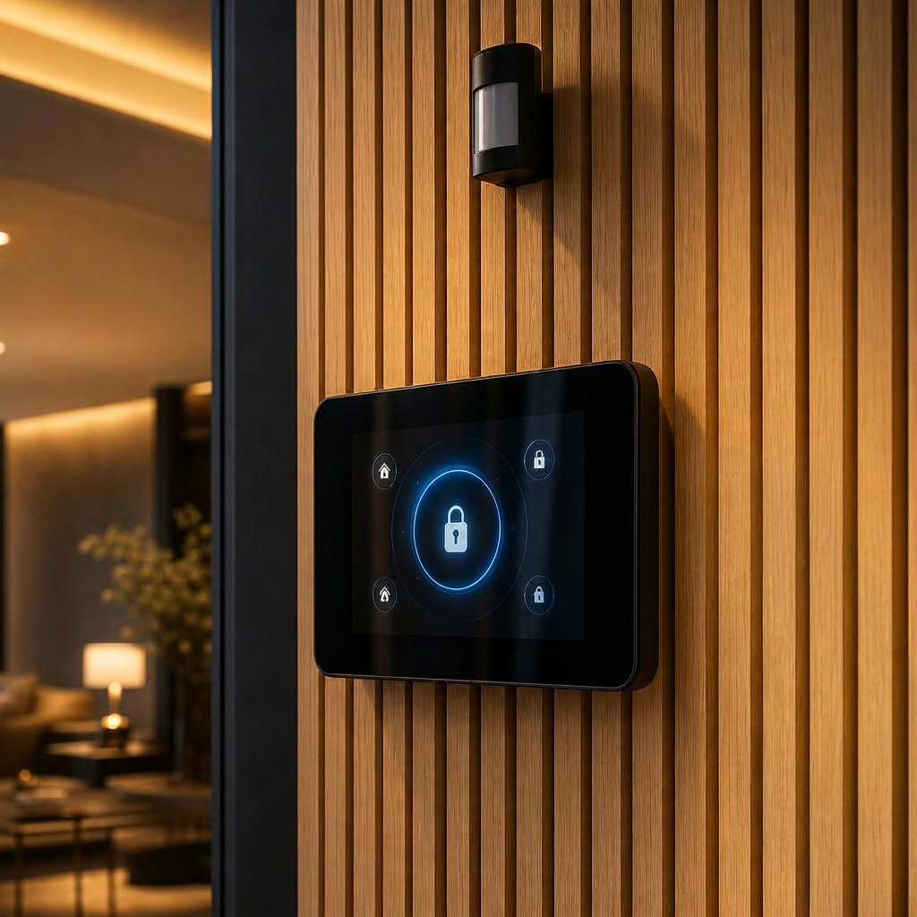 Security keypad in an elegant home entry